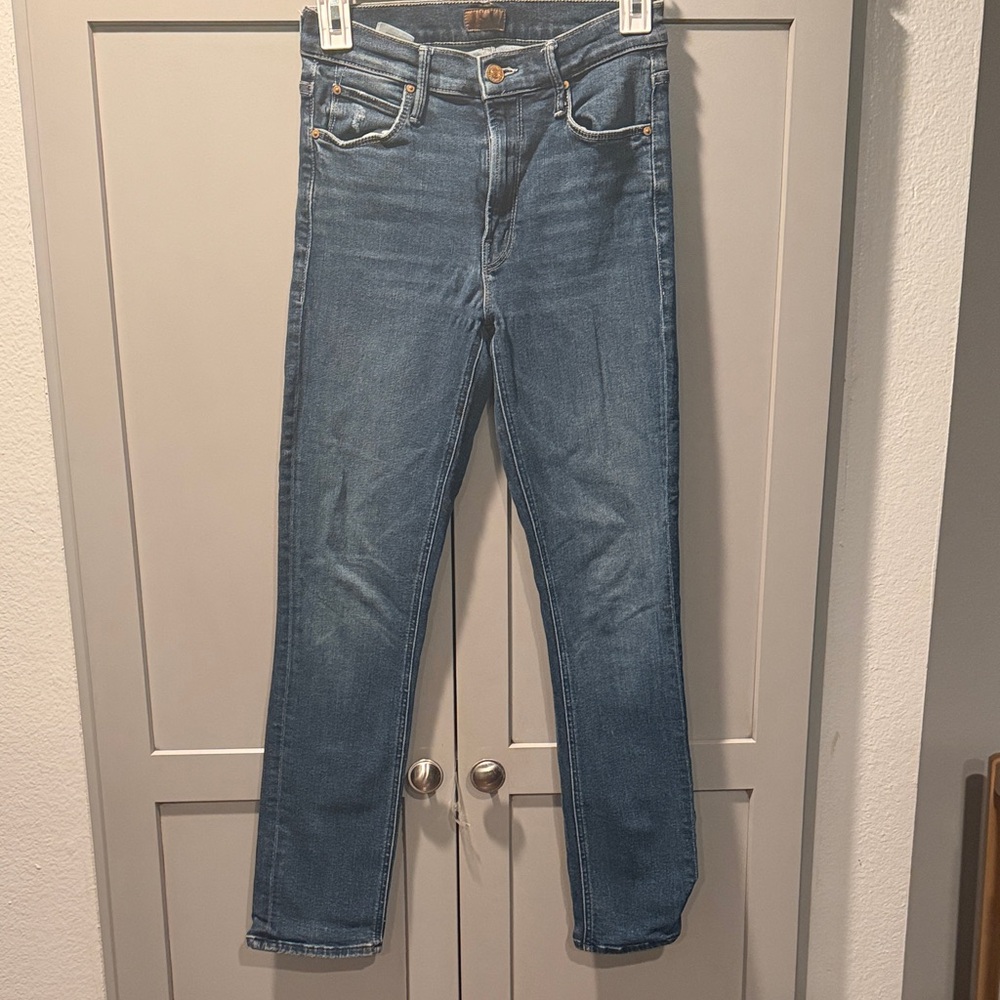 MOTHER Women's Blue Straight Leg Jeans